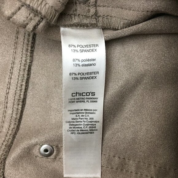 Chico's Women's Tan Faux Suede Jeans Straight Leg size 8 / 10 length 30" - Picture 8 of 10